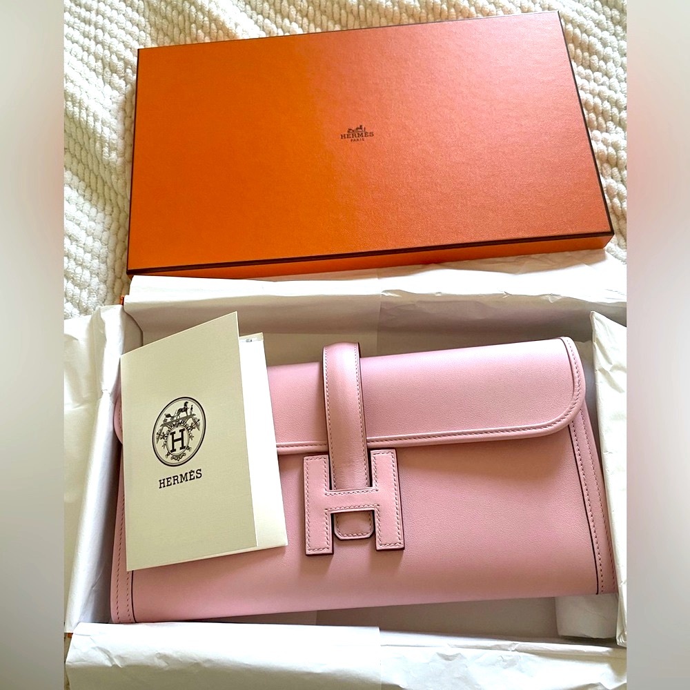 ❌SOLD❌ Authentic Hermès Jige Elan 29 Rose Sakura clutch - Picture 1 of 10